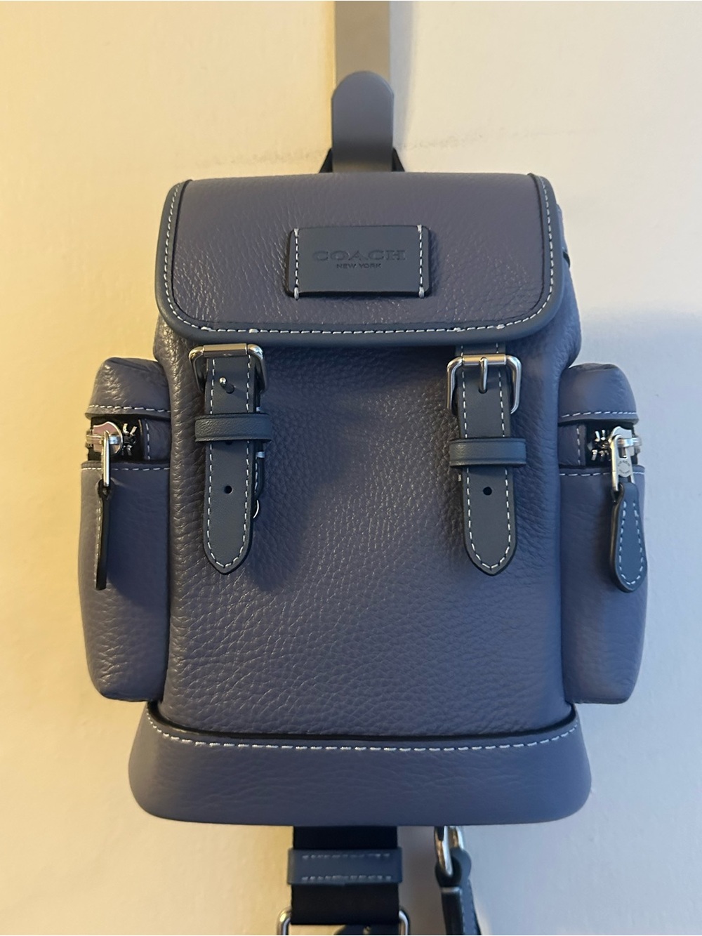 Coach Slate Blue Pebbled Leather Mini Backpack Sling